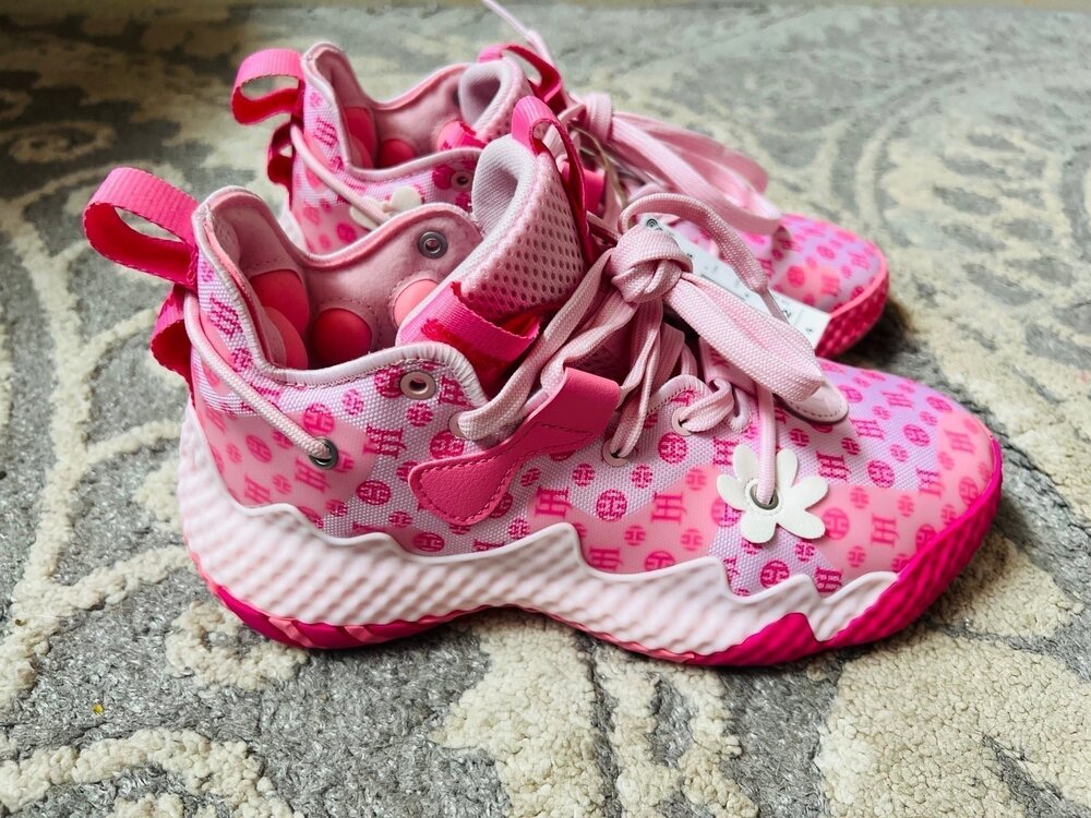 NWT❤️Adidas Harden Vol 6 J "Clear Pink Monogram" Sneaker Shoes bigkid sz4
